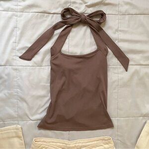 Elegant Brown Halter Top